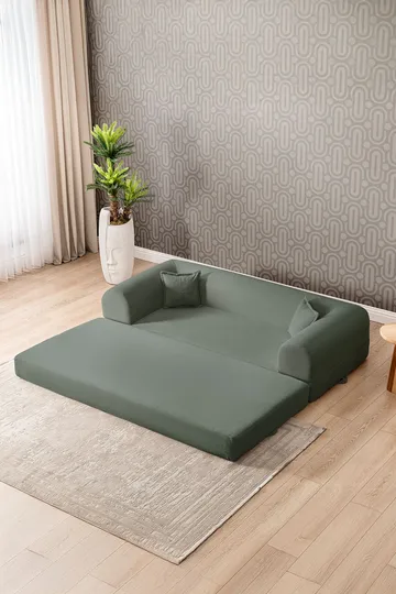 Pento 3-sits Bäddsoffa i Plysch - Grön - Möbler - Soffa - Bäddsoffa