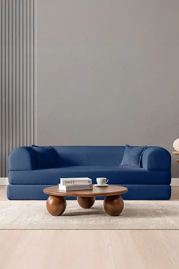 Pento 3-sits Bäddsoffa i Plysch - Marinblå - Möbler - Soffa - Bäddsoffa