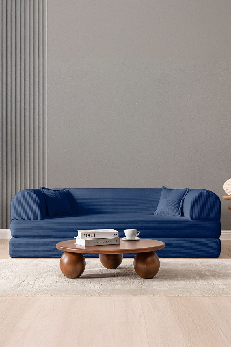 Pento 3-sits Bäddsoffa i Plysch - Marinblå - Möbler - Soffa - Bäddsoffa