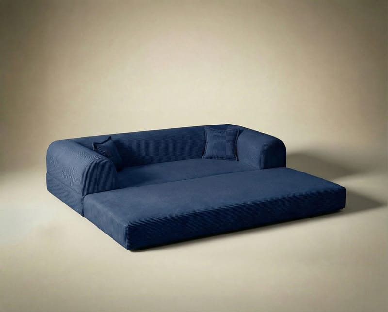 Pento 3-sits Bäddsoffa i Plysch - Marinblå - Möbler - Soffa - Bäddsoffa