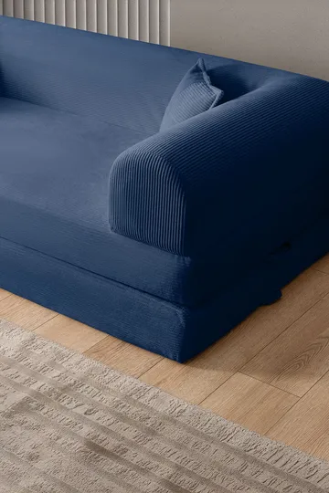 Pento 3-sits Bäddsoffa i Plysch - Marinblå - Möbler - Soffa - Bäddsoffa