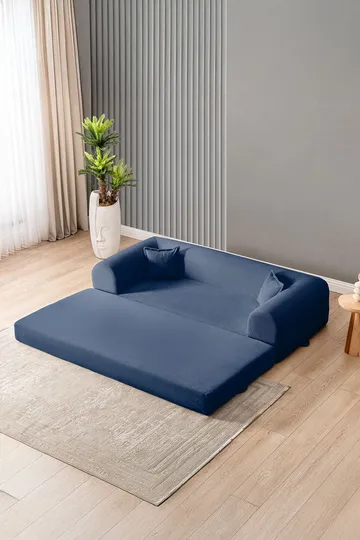 Pento 3-sits Bäddsoffa i Plysch - Marinblå - Möbler - Soffa - Bäddsoffa
