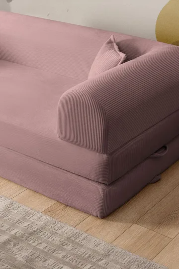 Pento 3-sits Bäddsoffa i Plysch - Rosa - Möbler - Soffa - Bäddsoffa
