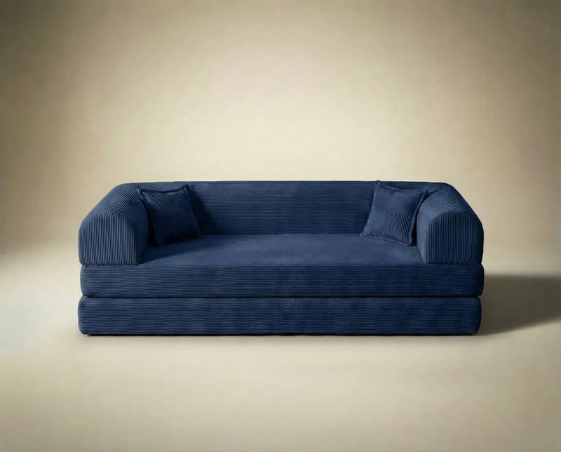 Pento 3-sits Bäddsoffa i Plysch - Marinblå - Möbler - Soffa - Bäddsoffa