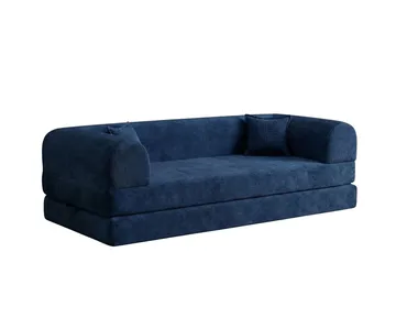 Pento 3-sits Bäddsoffa i Plysch - Marinblå - Möbler - Soffa - Bäddsoffa