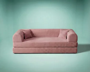 Pento 3-sits Bäddsoffa i Plysch - Rosa - Möbler - Soffa - Bäddsoffa