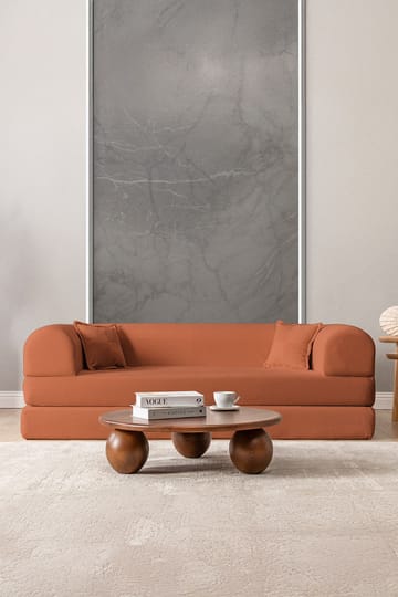 Pento 3-sits Ribbad Bäddsoffa i Tyg - Cognac - Möbler - Soffa - Bäddsoffa