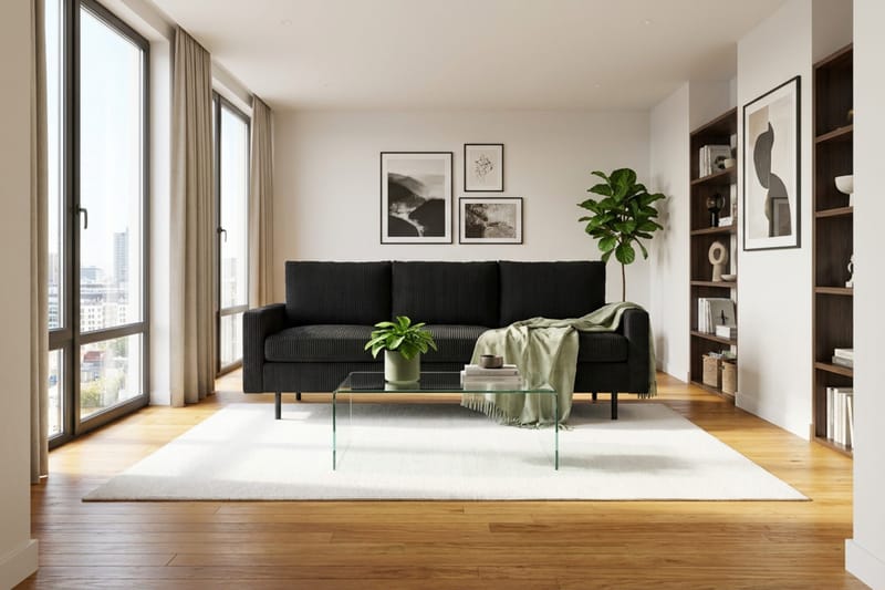 Peppe 3-sits Manchestersoffa - Svart - Möbler - Soffa - 3 sits soffa