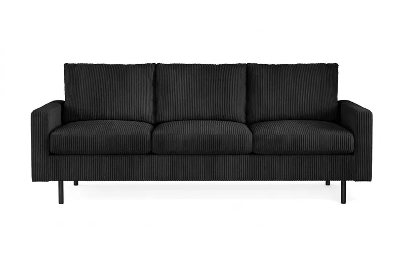 Peppe 3-sits Manchestersoffa, Svart