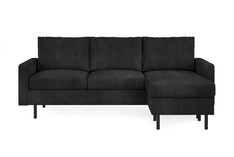 Peppe 3-sits Vändbar L-formad Divansoffa i Manchester - Svart - Möbler - Soffa - Divansoffor & schäslongsoffa