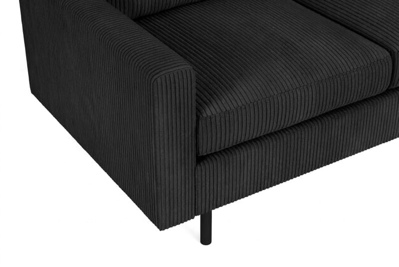 Peppe 3-sits Vändbar L-formad Divansoffa i Manchester - Svart - Möbler - Soffa - Divansoffor & schäslongsoffa