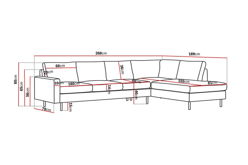 Peppe 4-sits Högervänd L-formad Schäslongsoffa i Manchester - Beige - Möbler - Soffa - Divansoffor & schäslongsoffa