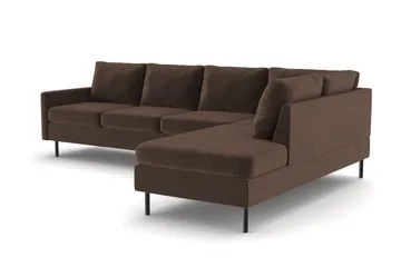 Peppe 4-sits Högervänd L-formad Schäslongsoffa i Manchester - Brun - Möbler - Soffa - Divansoffor & schäslongsoffa
