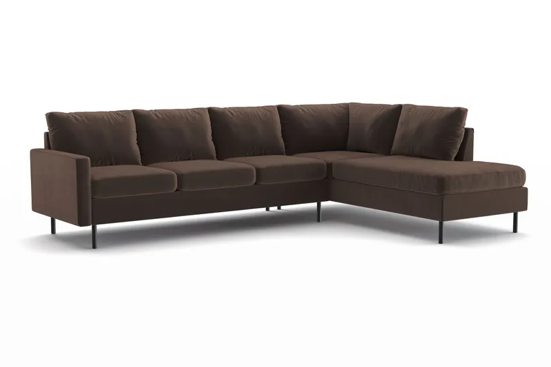 Peppe 4-sits Högervänd L-formad Schäslongsoffa i Manchester - Brun - Möbler - Soffa - Divansoffor & schäslongsoffa