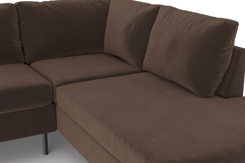 Peppe 4-sits Högervänd L-formad Schäslongsoffa i Manchester - Brun - Möbler - Soffa - Divansoffor & schäslongsoffa
