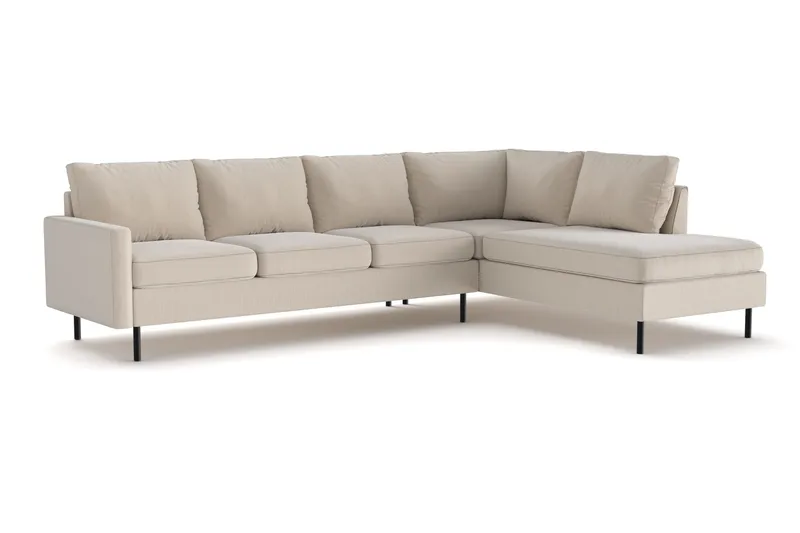 Peppe 4-sits Högervänd L-formad Schäslongsoffa i Manchester - Greige - Möbler - Soffa - Divansoffor & schäslongsoffa