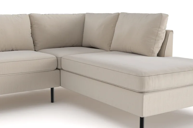 Peppe 4-sits Högervänd L-formad Schäslongsoffa i Manchester - Greige - Möbler - Soffa - Divansoffor & schäslongsoffa