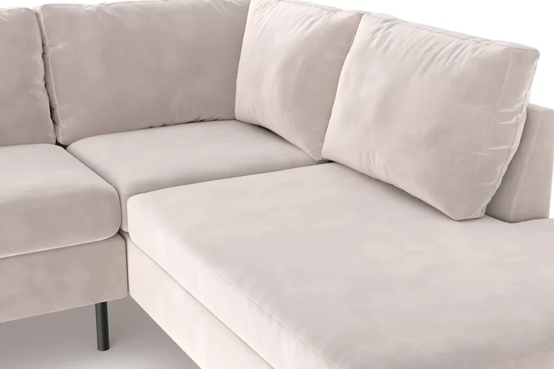 Peppe 4-sits Högervänd L-formad Schäslongsoffa i Sammet - Beige - Möbler - Soffa - Divansoffor & schäslongsoffa