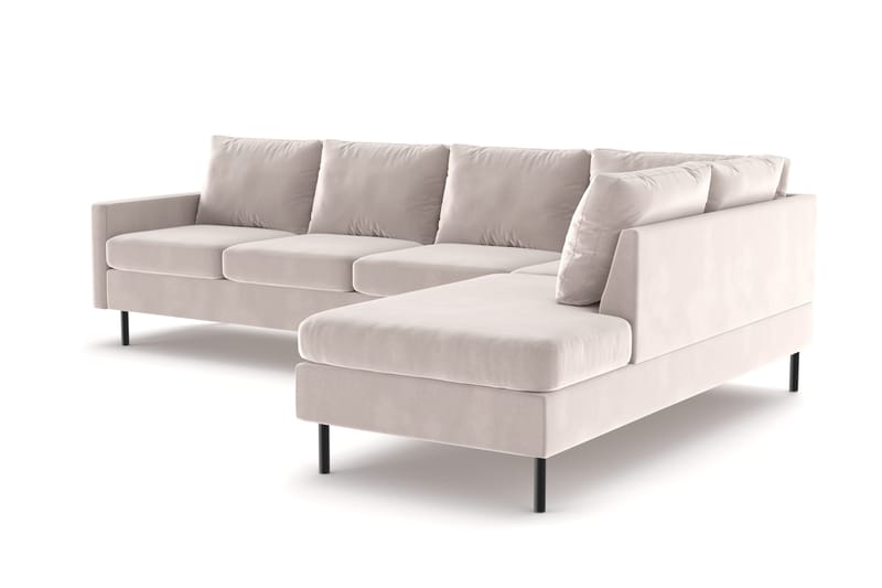 Peppe 4-sits Högervänd L-formad Schäslongsoffa i Sammet - Beige - Möbler - Soffa - Divansoffor & schäslongsoffa