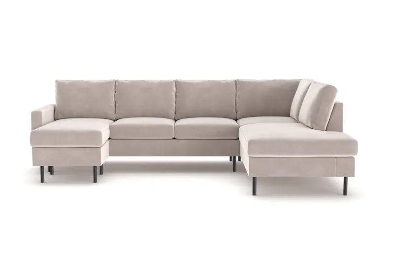 Peppe 4-sits Högervänd U-formad Soffa med Divan och Schäslong i Manchester - Beige - Möbler - Soffa - U-soffa