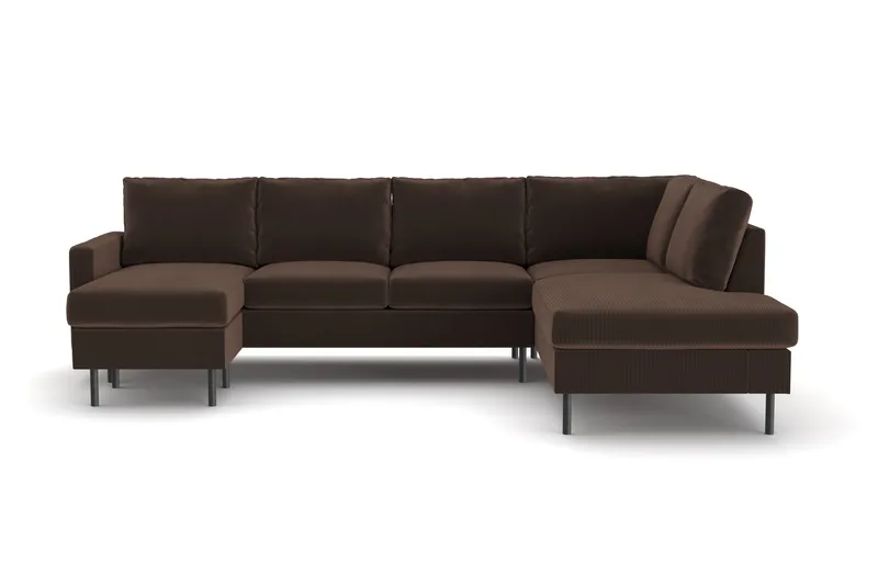 Peppe 4-sits Högervänd U-formad Soffa med Divan och Schäslong i Manchester - Brun - Möbler - Soffa - U-soffa