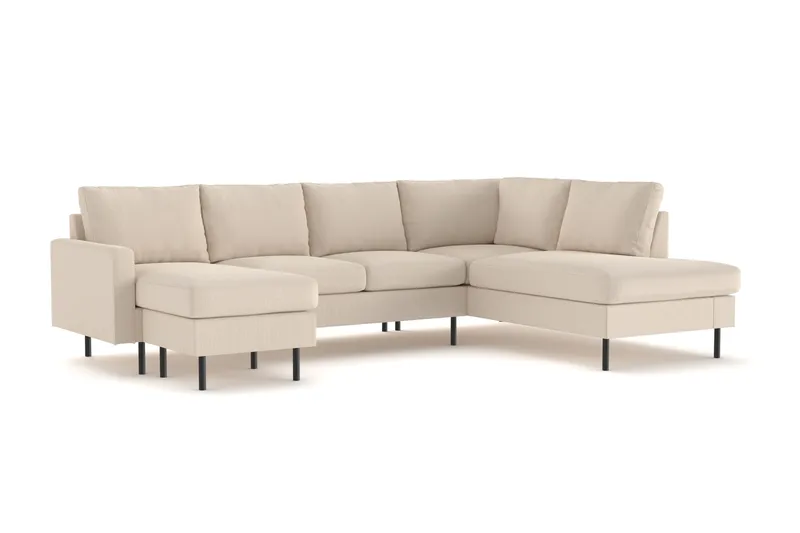 Peppe 4-sits Högervänd U-formad Soffa med Divan och Schäslong i Manchester - Greige - Möbler - Soffa - U-soffa
