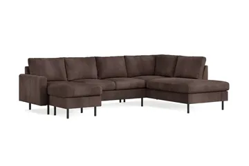 Peppe 4-sits Högervänd U-formad Soffa med Divan och Schäslong i Manchester - Mörkbrun - Möbler - Soffa - U-soffa
