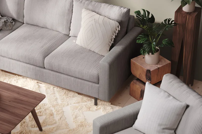 Peppe 4-sits Vänstervänd L-formad Schäslongsoffa i Manchester - Mörkgrå - Möbler - Soffa - Divansoffor & schäslongsoffa - 4 sits soffa med divan