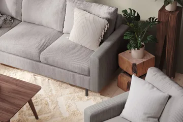 Peppe 4-sits Vänstervänd L-formad Schäslongsoffa i Manchester - Mörkgrå - Möbler - Soffa - Divansoffor & schäslongsoffa - 4 sits soffa med divan