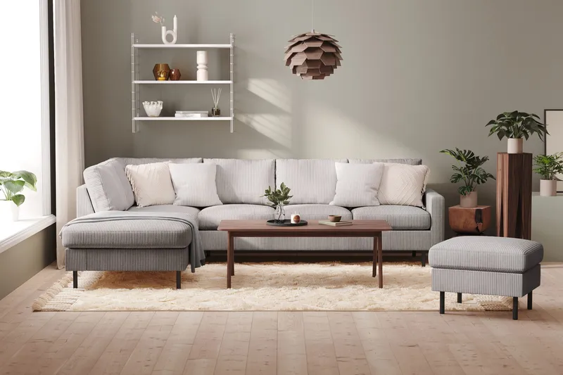 Peppe 4-sits Vänstervänd L-formad Schäslongsoffa i Manchester - Mörkgrå - Möbler - Soffa - Divansoffor & schäslongsoffa - 4 sits soffa med divan