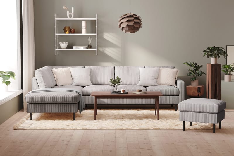 Peppe 4-sits Vänstervänd L-formad Schäslongsoffa i Manchester - Mörkgrå - Möbler - Soffa - Divansoffor & schäslongsoffa - 4 sits soffa med divan