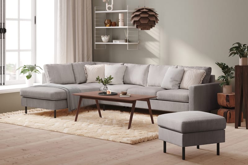 Peppe 4-sits Vänstervänd L-formad Schäslongsoffa i Manchester - Mörkgrå - Möbler - Soffa - Divansoffor & schäslongsoffa - 4 sits soffa med divan