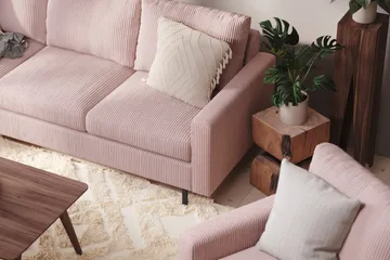 Peppe 4-sits Vänstervänd L-formad Schäslongsoffa i Manchester - Rosa - Möbler - Soffa - Divansoffor & schäslongsoffa - 4 sits soffa med divan