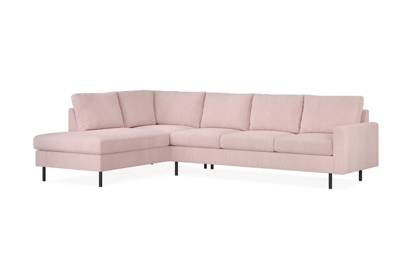 Peppe 4-sits Vänstervänd L-formad Schäslongsoffa i Manchester - Rosa - Möbler - Soffa - Divansoffor & schäslongsoffa - 4 sits soffa med divan