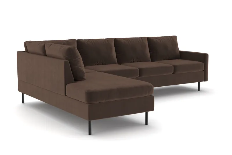 Peppe 4-sits Vänstervänd L-formad Schäslongsoffa i Manchester - Brun - Möbler - Soffa - Divansoffor & schäslongsoffa