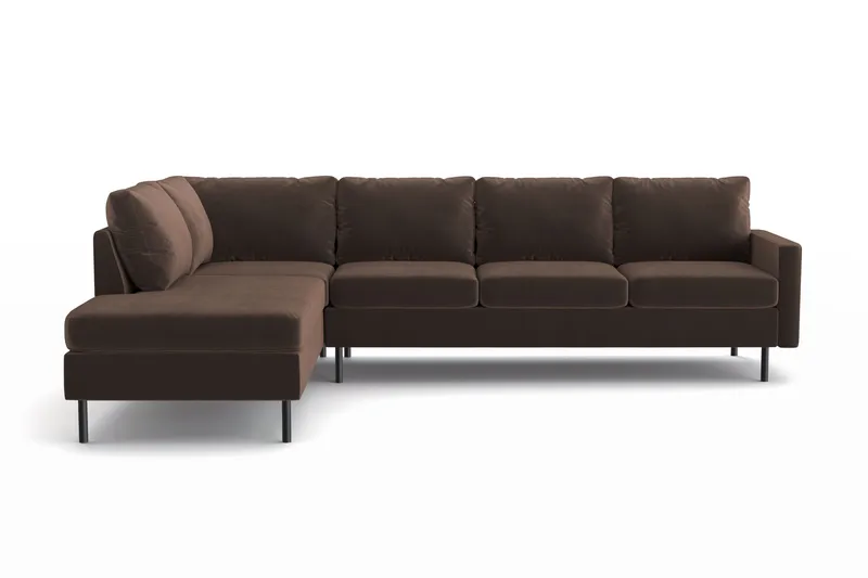 Peppe 4-sits Vänstervänd L-formad Schäslongsoffa i Manchester - Brun - Möbler - Soffa - Divansoffor & schäslongsoffa