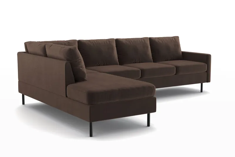 Peppe 4-sits Vänstervänd L-formad Schäslongsoffa i Manchester - Brun - Möbler - Soffa - Divansoffor & schäslongsoffa