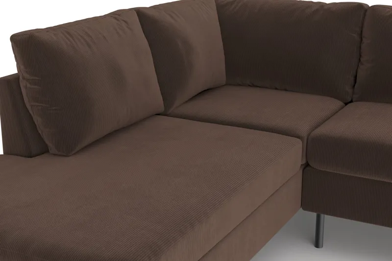 Peppe 4-sits Vänstervänd L-formad Schäslongsoffa i Manchester - Brun - Möbler - Soffa - Divansoffor & schäslongsoffa