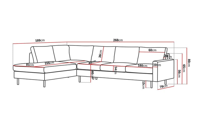 Peppe 4-sits Vänstervänd L-formad Schäslongsoffa i Manchester - Greige - Möbler - Soffa - Divansoffor & schäslongsoffa