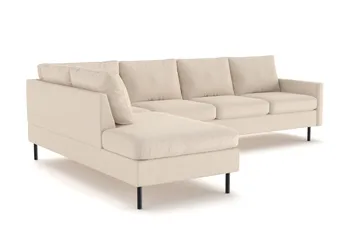 Peppe 4-sits Vänstervänd L-formad Schäslongsoffa i Manchester - Greige - Möbler - Soffa - Divansoffor & schäslongsoffa