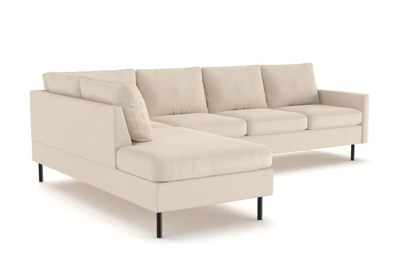 Peppe 4-sits Vänstervänd L-formad Schäslongsoffa i Manchester - Greige - Möbler - Soffa - Divansoffor & schäslongsoffa