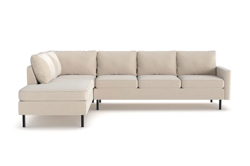 Peppe 4-sits Vänstervänd L-formad Schäslongsoffa i Manchester - Greige - Möbler - Soffa - Divansoffor & schäslongsoffa