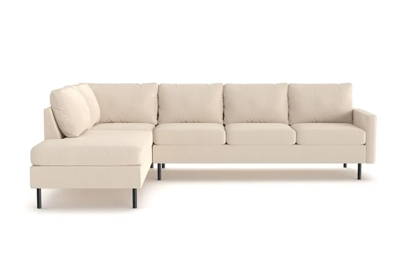 Peppe 4-sits Vänstervänd L-formad Schäslongsoffa i Manchester - Greige - Möbler - Soffa - Divansoffor & schäslongsoffa