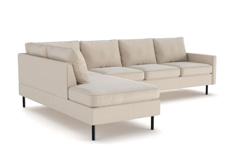 Peppe 4-sits Vänstervänd L-formad Schäslongsoffa i Manchester - Greige - Möbler - Soffa - Divansoffor & schäslongsoffa