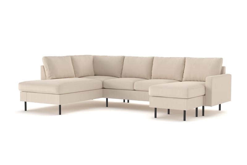 Peppe 4-sits Vänstervänd U-formad Soffa med Divan och Schäslong i Manchester - Greige - Möbler - Soffa - U-soffa