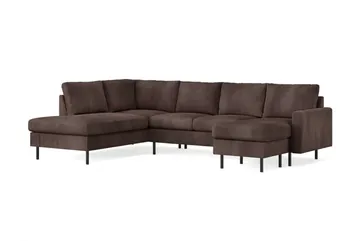 Peppe 4-sits Vänstervänd U-formad Soffa med Divan och Schäslong i Manchester - Mörkbrun - Möbler - Soffa - U-soffa