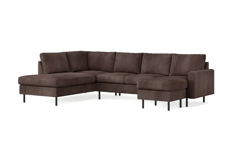 Peppe 4-sits Vänstervänd U-formad Soffa med Divan och Schäslong i Manchester - Mörkbrun - Möbler - Soffa - U-soffa