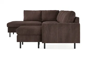 Peppe 4-sits Vänstervänd U-formad Soffa med Divan och Schäslong i Manchester - Mörkbrun - Möbler - Soffa - U-soffa
