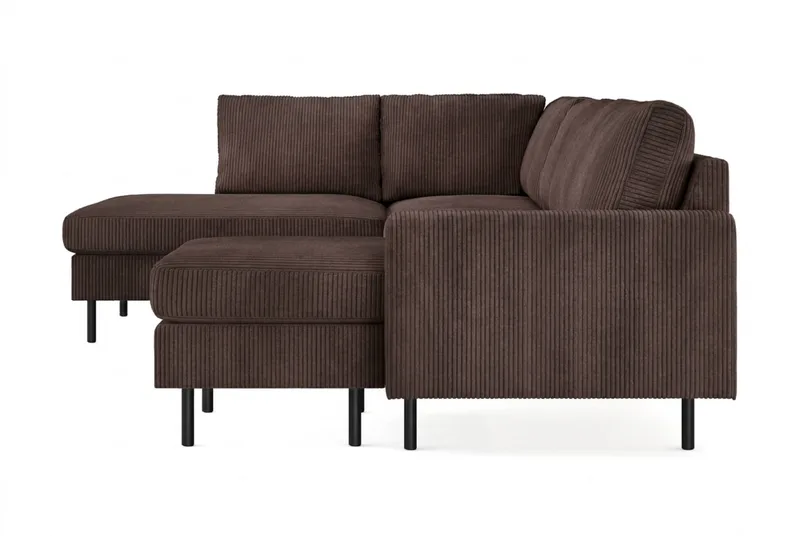 Peppe 4-sits Vänstervänd U-formad Soffa med Divan och Schäslong i Manchester - Mörkbrun - Möbler - Soffa - U-soffa