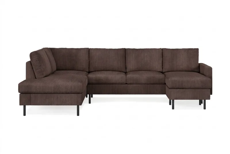 Peppe 4-sits Vänstervänd U-formad Soffa med Divan och Schäslong i Manchester - Mörkbrun - Möbler - Soffa - U-soffa